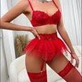 thumbnail image 5 of Levmjia Women's Lingerie Set Mesh Embroidery 3 Piece Set For Couples Romantic Nights Comfortable Stretch Fit Pajamas And Special Occasions, 5 of 5
