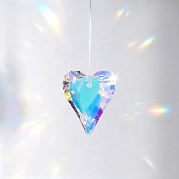 Uxcell 5-Pack Colorful Garden Suncatchers, 0.7 Inch Crystal Hanging Crystals, Heart Glass Suncatcher for Windows [Sky Blue]