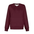 thumbnail image 3 of Women's V Neck Pullover Sweatshirt Soft Long Sleeve Casual Tops For Daily Wear And Sports Comfortable Loose Fit Winter Clothing With Pockets Tee Shirt Hoodie Women Elbow Zipper Sweater Womens, 3 of 4