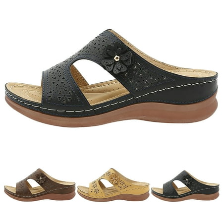 

Patlollav Womens Sandals Clearance New Women Shoes Hollow Flower Sandals Wedge Women Slippers