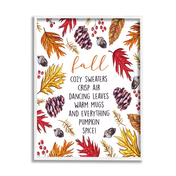 Stupell Industries List of Fall Favorites Autumn Forest Foliage Wreath, 24 x 30, Designed by Elizabeth Tyndall