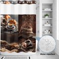 thumbnail image 2 of No Hook Shower Curtain, Coffee Beans Shower Curtains for Bathroom with See Through Top Window, Brown Hot Cafe Latte Cup Drink Country Waterproof & Washable Bath Curtain Extra Long 72"x96", 2 of 9