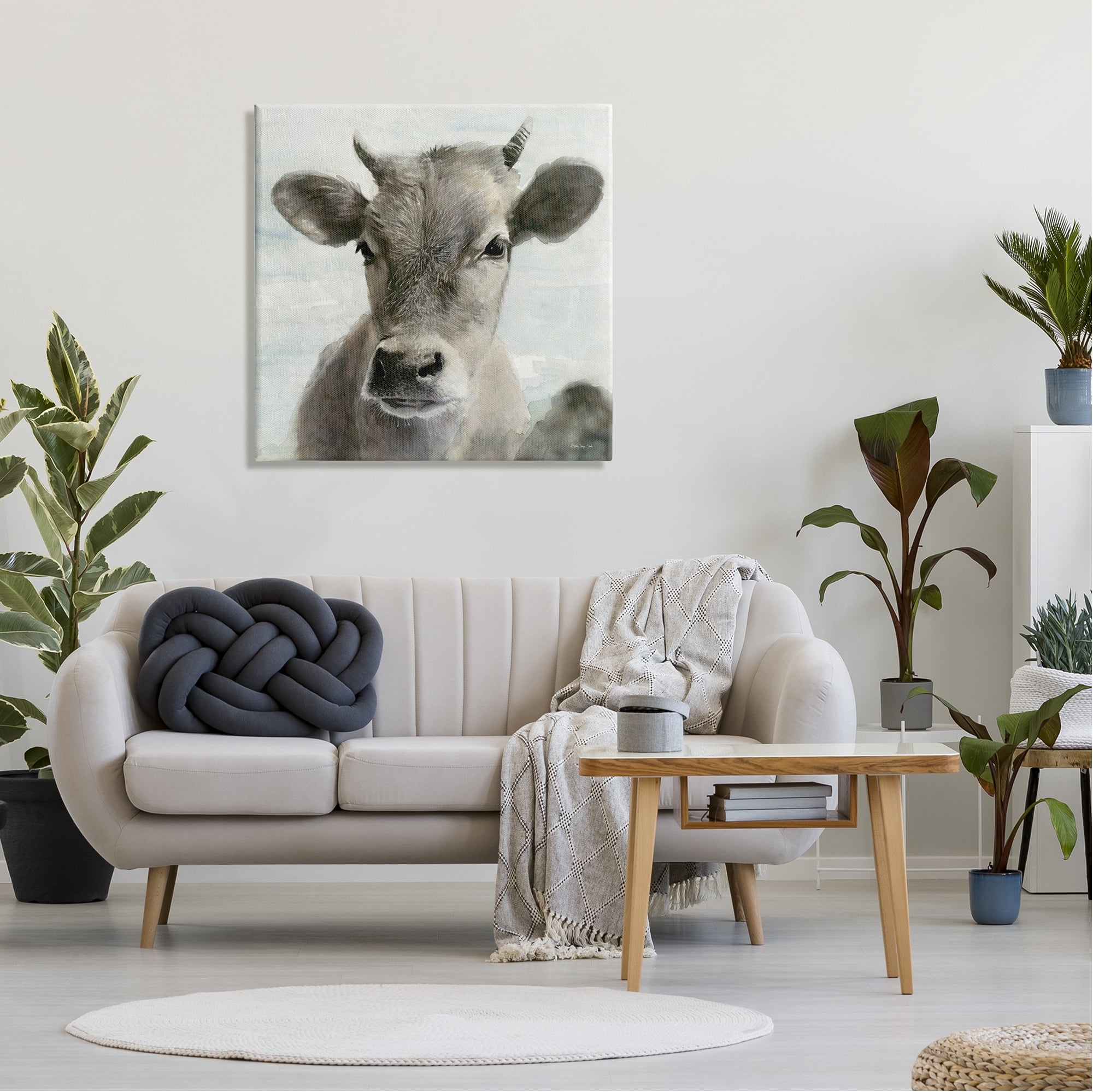 Stupell Country Calf Farmhouse Portrait Animals & Insects Painting Gallery Wrapped Canvas Print Wall Art