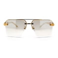 thumbnail image 5 of Mens Euro Mafia Mob Rimless Bevel Lens Oversize Racer Sunglasses [Gold White - Grey Clear], 5 of 8