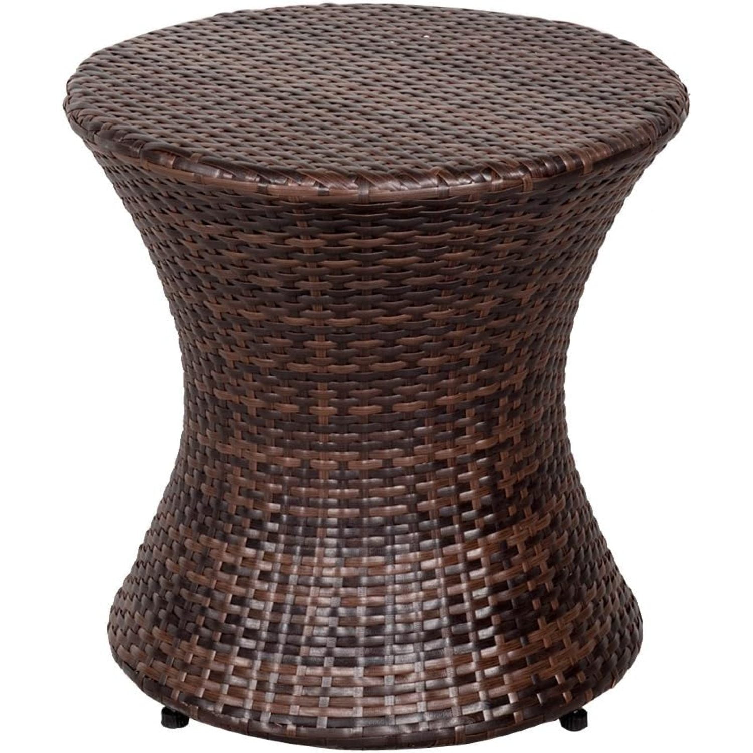 Bilot Small Side Table Patio Rattan End Table 20 Inch Hourglass Wicker Accent Tables Steel Frame