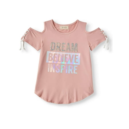 Girls Foil Logo Tee - Foil Dream Cold Shoulder Top (Big Girls)