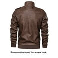 thumbnail image 6 of Hood Crew Men's Pu Faux Leather Jacket with Removable Hood Brown 4XL, 6 of 8