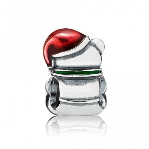 Authentic Christmas Teddy Bear Charm in 925 Sterling Silver w/Enamel Multicolor...