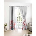 thumbnail image 3 of Red Spring Floral Blackout Curtains for Bedroom/Living Room, Thermal Insulated Kitchen Curtains, Watercolor Summer Botanical Elegant Grommet Darkening Window Treatment Drapes 27.5"x39"x2, 3 of 8