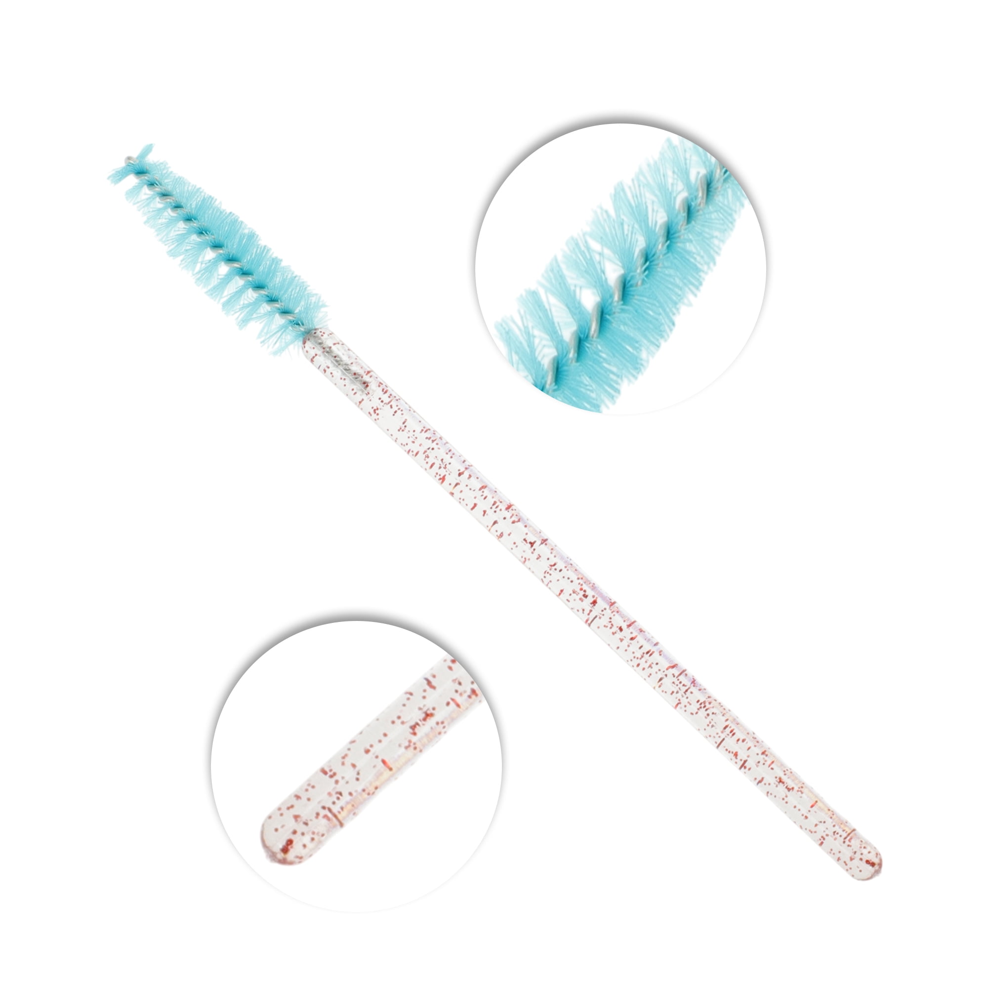 Unique Bargains 100 Pcs Durable Portable Eyelash Brush for Vacation Deep Green, Pink
