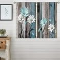 thumbnail image 4 of Teal Farmhouse Daisy Kitchen Curtains Wooden Flower Small Short Cafe Window Curtains Rustic Floral Butterfly Country Bathroom Drapes Treatment Tier Curtains 2 Panels (26x24 Inch), 4 of 6