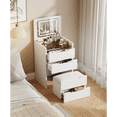 thumbnail image 4 of 3 in 1 Vanity Desk with Plip Top Mirror, Small Make Up Vanity Set with Visible Glass Desktop, Compact Makeup Vanity with 3 Drawers, Cushioned Tool, Dressing Table for Bedroom ( BACK TO SCHOOL ), 4 of 9
