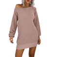 thumbnail image 1 of PMUYBHF Robe Chandail d'Automne à Hiver pour Femmes Robe Chandail Épaules Dénudées Tricotée Longs Pulls Robes Chandail pour Femmes 2024 Robe Tendance pour Femmes, 1 of 5