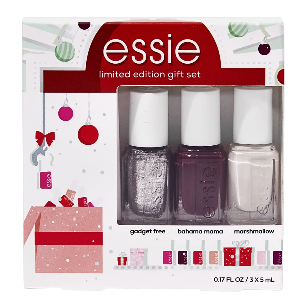 Essie Holiday Nail Color, Grey, Red and White, 3 Piece