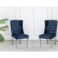 thumbnail image 1 of CHAISES K-LIVING FILA EN VELOURS TOUFFETÉ DE COULEUR BLEUE AVEC PIEDS EN ACIER INOXYDABLE ET POIGNÉE ARRIÈRE ROBUSTE (2 CHAISES), 1 of 4