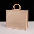 thumbnail image 4 of Bolsa De Compras De Yute Bolsa De Asa De Bambú Anticuada Bolsa De Regalo Natural Exquisita Para Compras De Yute Portátil Con Película Impermeable Para Tienda De Telas De Panadería Advancent HA026771-03, 4 of 5