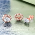 thumbnail image 3 of Gem Stone King 18K Rose Gold Plated Silver White Moissanite Stud Earrings with Removable Jackets for Women (1.36 Cttw, Gemstone Birthstone, Oval 6X4MM), 3 of 3