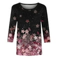 thumbnail image 5 of Womens Blouses Long Sleeve Women's Fashion Printed T-Shirt 3/4 Sleeves Blouse Round Neck Casual Tops, 5 of 5