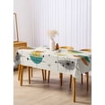 thumbnail image 3 of Boho Teal Yellow Orange Grey Rectangle Tablecloth, Middle Century Geometric Waterproof & StainResistant Tablecloth, Washable Oil-proof Table Cover for Dining/Party/Wedding/Camping/Buffet 54x108 In, 3 of 9