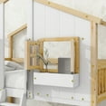 thumbnail image 5 of Twin over Twin House Bunk Bed with Roof,Floor Bunk Bed with Safety Guardrails and Ladder,Bunk Bed Frame with Window,Window Box and Door,Nature+White, 5 of 9