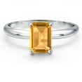 thumbnail image 3 of Gem Stone King 14K White Gold Yellow Citrine Solitaire Engagement Ring for Women | 1.65 Cttw | Emerald Cut 8X6MM | Gemstone November Birthstone | Size 7, 3 of 6