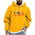 thumbnail image 2 of PiGOGI Men's Casual Printed Hooded Sweatshirt Long Sleeve Pullover with Drawstring Fashion Hoodie for Winter Yellow XL, 2 of 5