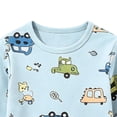 thumbnail image 4 of Cethrio Boys Cotton Pajama Sets, Long Sleeve Crew Neck 2 Piece Soft Boys' Sleepwear Light Blue Size 10-12T, 4 of 6