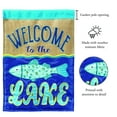 thumbnail image 2 of Magnolia Garden Welcome to the Lake 13 x 19 Blue Poly Burlap Outdoor Hanging Flag, 2 of 2