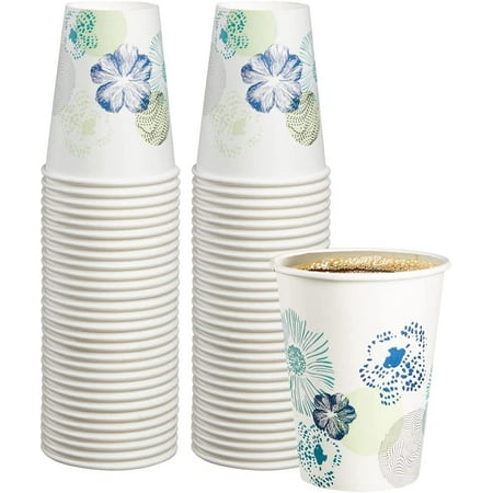 Comfy Package 12 Oz Floral Paper Cups Disposable Coffee Cups To Go Cups  100-Pack