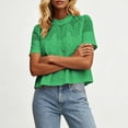 thumbnail image 3 of Guluxicc Women's Lace Shirts Loose Short Sleeve Mock Neck Basic Tops for Summer Casual Outfits, 3 of 6