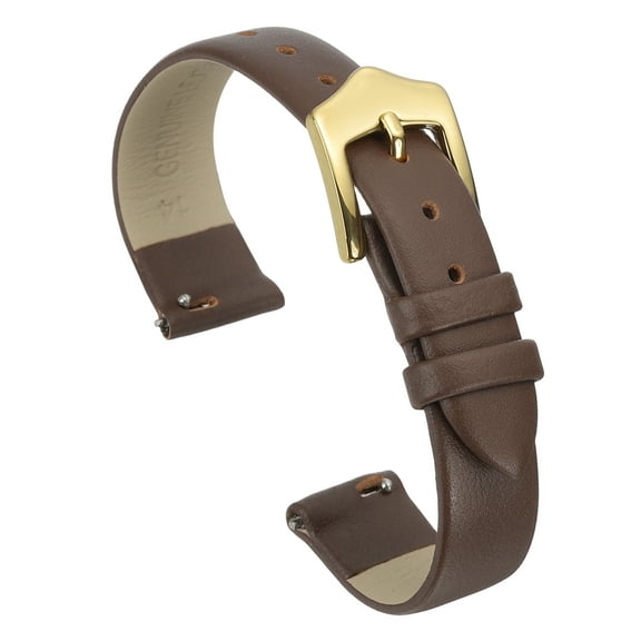 Uxcell 14mm Brown Genuine Leather Watch Bands with Gold Buckle for Women