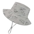thumbnail image 4 of Krdevn Cartoon Dinosaur Print Kids Wide Brim Sun Hat Adjustable Chin Strap Beach Cap for Toddler Boys Girls, 4 of 4