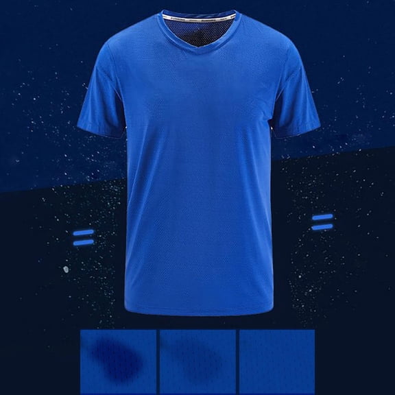 Vedolay Men Shirts Short Sleeve Lightweight, Crewneck T-Shirts for Men,Blue 4XL