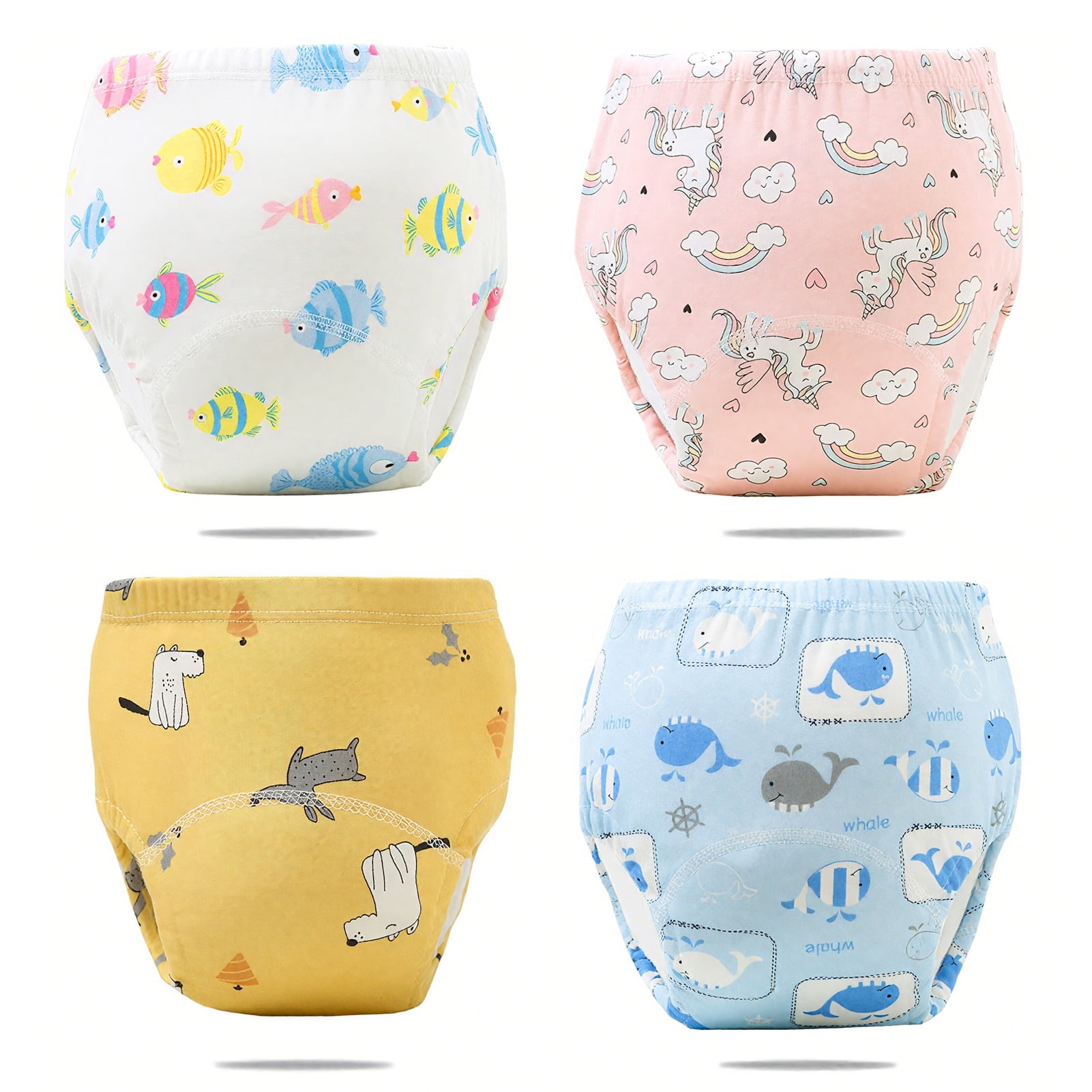 4 Pack Toddler Potty Training Pants -100% Cotton Underwear for Boys & Girls, Soft Absorbent Leak-Proof Washable with Cartoon Characters (Sizes 2T/3T/4T)