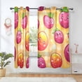 thumbnail image 5 of Cute Cartoon Strawberry on Orange Background Semi Sheer Curtains for Living Room Bedroom Set of 2 Insulated Window Drapes, 5 of 6