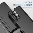 thumbnail image 3 of MonsDirect for 7.6 inch Samsung Galaxy Z Fold 4 5G 2022 Case with S Pen & S Pen Holder, Two Hinge Protection Plating Frame PC Cover, Shell Membrane Integrated Case with Stand & Lens Protection, Black, 3 of 7