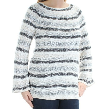 STYLE & COMPANY Womens 1304 Ivory Striped Metallic Sweater L Petites B+B