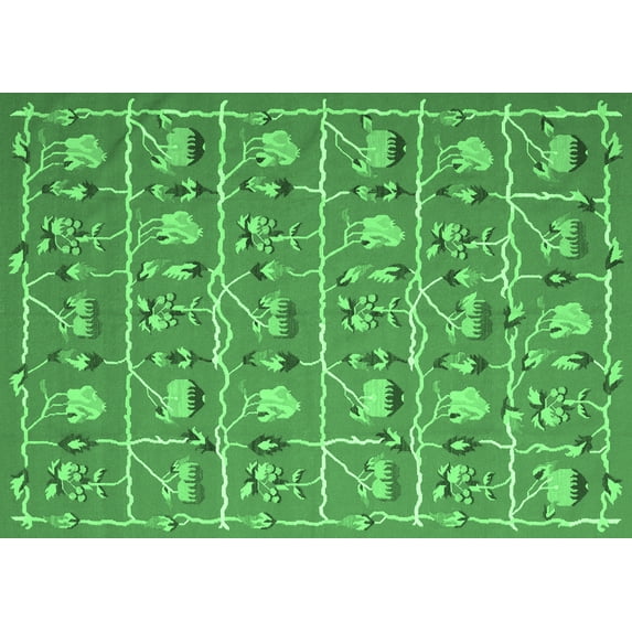 Ahgly Company Indoor Rectangle Abstract Emerald Green Contemporary Area Rugs, 3' x 5'