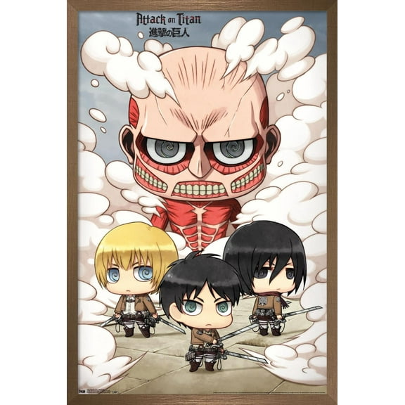 Attack on Titan - Chibi Group Wall Poster, 22.375" x 34", Framed