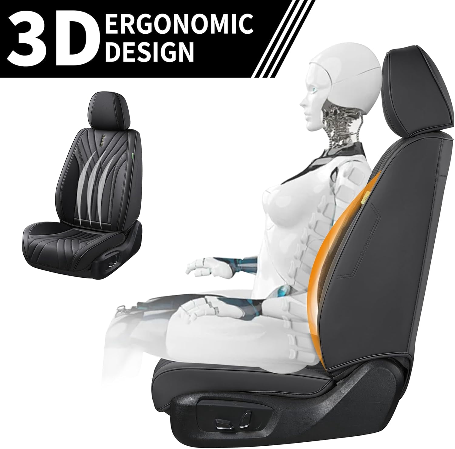 FLORICH Car Seat Covers Front Pair, Luxury Design Seat Protectors, Universal Auto Interior Accessories Fit for Most Cars, Black