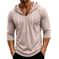 thumbnail image 2 of Lightweight 3/4 Sleeve Pullover Hoodies for Men Loose Fit V Neck Drawstring Casual Daily Beach Sweatshirts Watermelon Red M, 2 of 7