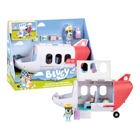 Bluey Adventure Plane, Features a Pilot Bluey figure, Includes 5 Accessories, Luggage Storage and Sticker Sheet, Ages 3