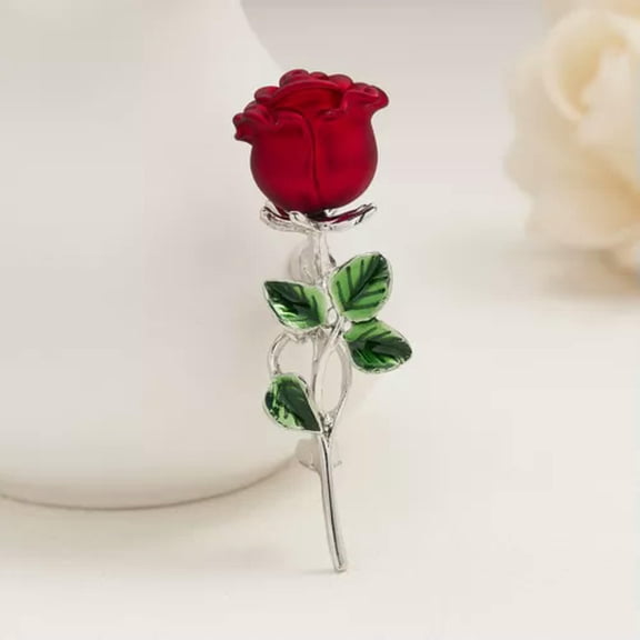 GKNET Fashion Pearl Flower Crystal Zircon Brooch Pin Charm Women Wedding Party Jewelry-Red Rose