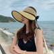 thumbnail image 2 of Viseras de paja plegables para mujer, protección solar, ala ancha, sombrero para el sol con lazo, tapa vacía, sombrero de playa de verano transpirable, 2 of 5