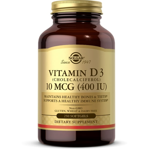 Solgar Vitamin D3 (Cholecalciferol) 10 MCG (400 IU) Softgels 1 ea (Pack