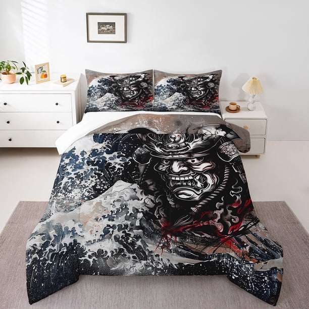 Yamato One Piece Basketball Theme Green and Black Design Bedding Set with Oni Mask Emblem and Dynamic Pose TS04 main image 0