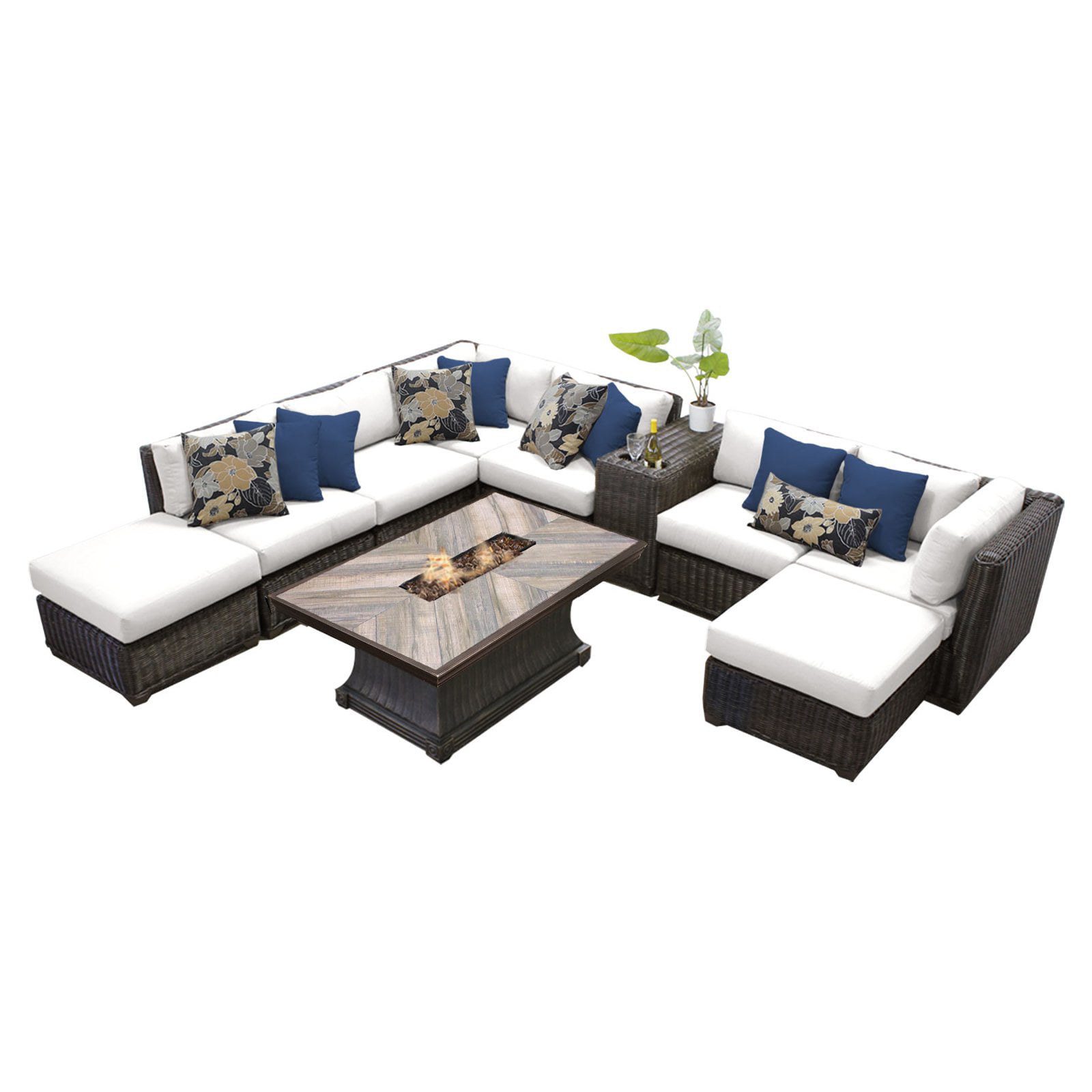 Tk Classics Venice 10 Piece Outdoor, Outdoor Sectional Furniture With Fire Pit