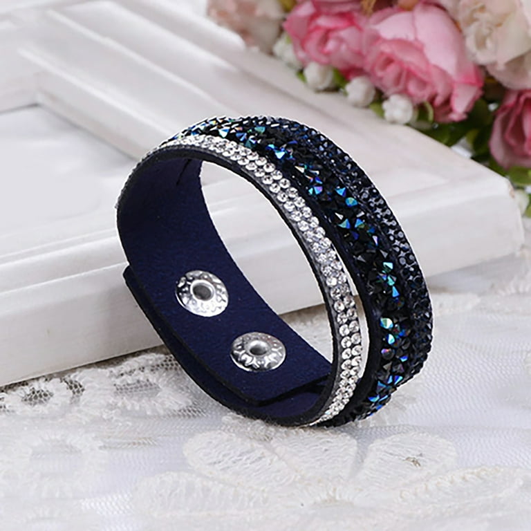 Leather rhinestone hotsell bracelet