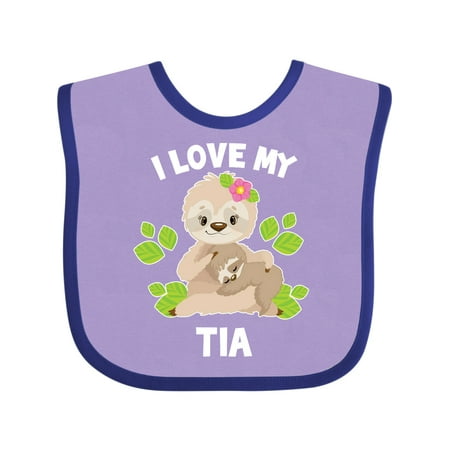 

Inktastic Cute Sloth I Love My Tia with Green Leaves Gift Baby Boy or Baby Girl Bib