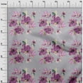 thumbnail image 2 of oneOone Cotton Poplin Light Gray Fabric Flower & Leaves Watercolor Quilting Supplies Print Sewing Fabric By The Yard 42 Inch Wide, 2 of 4